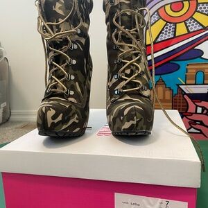 JustFab Camouflage Combat Boots